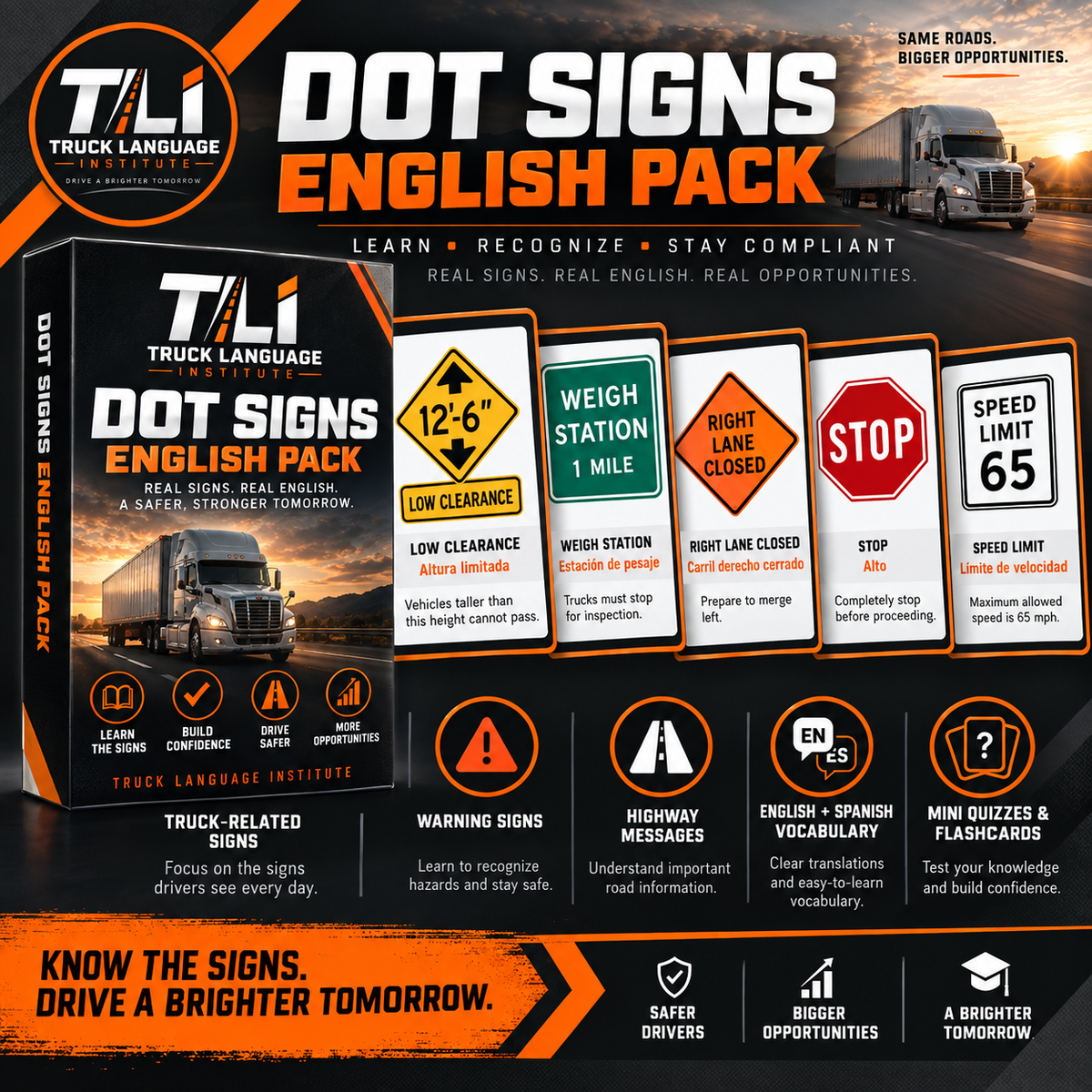 Road Signs English Pack for CDL Drivers