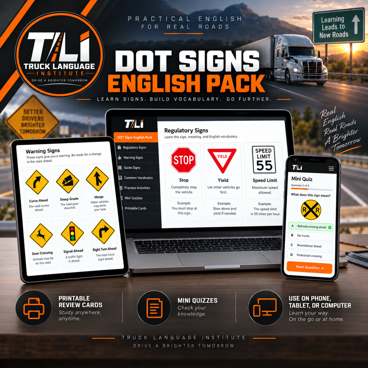 Road Signs English Pack for CDL Drivers
